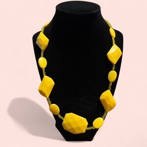 Yellow Geometric Beaded Necklace